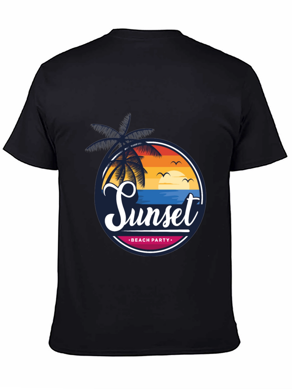 Sunset Beach Party Black Graphic Tee