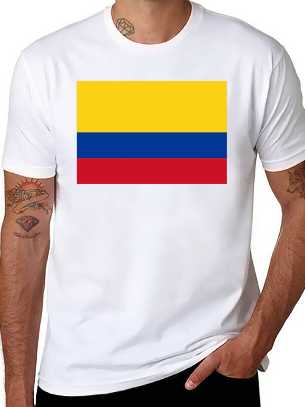 Colombian Flag Graphic Tee - Black Cotton T-Shirt