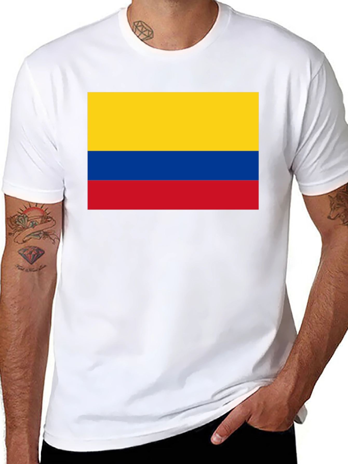 Colombian Flag Graphic Tee - Black Cotton T-Shirt