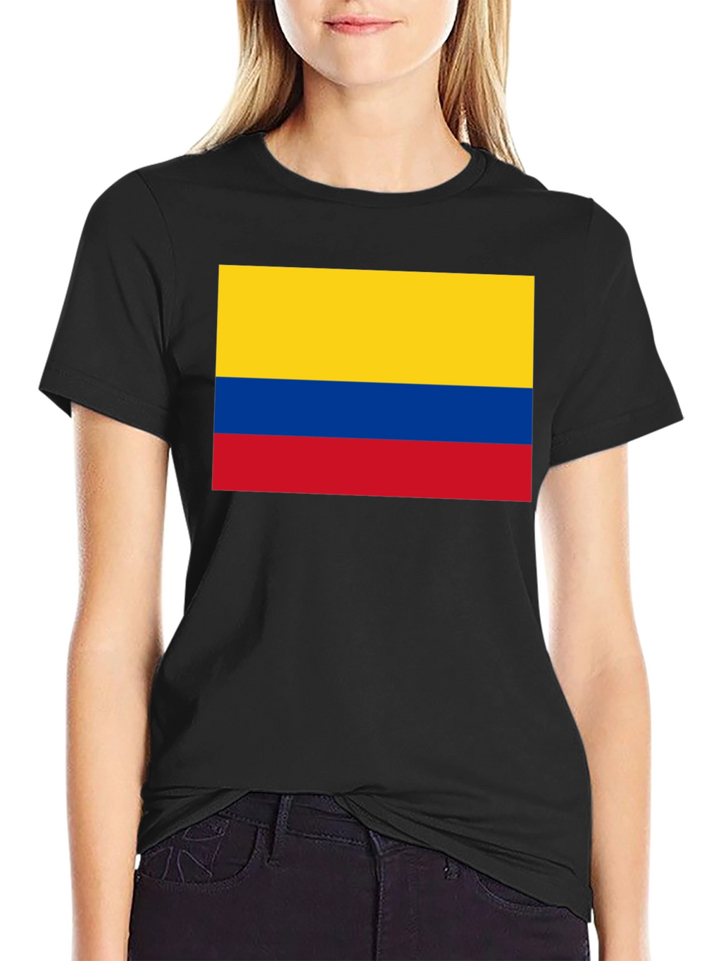 Colombian Flag Graphic Tee - Black Cotton T-Shirt