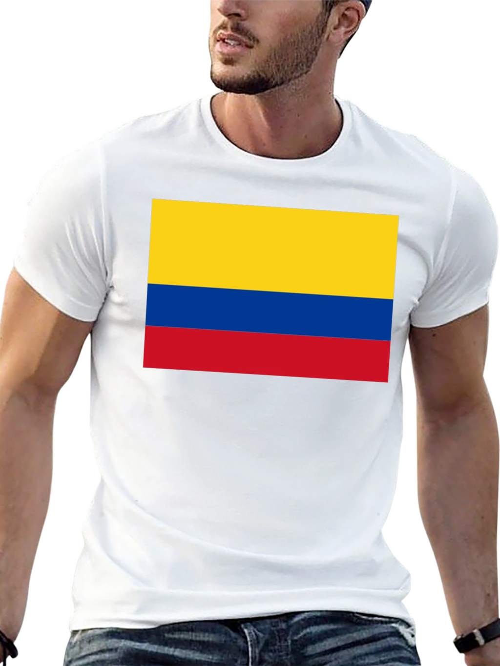 Colombian Flag Graphic Tee - Black Cotton T-Shirt