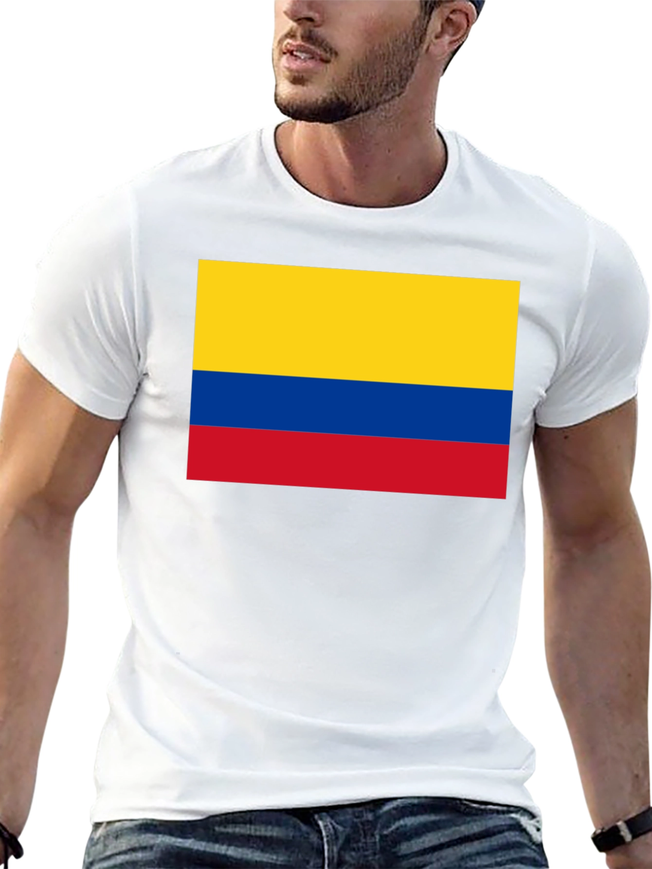 Colombian Flag Graphic Tee - Black Cotton T-Shirt