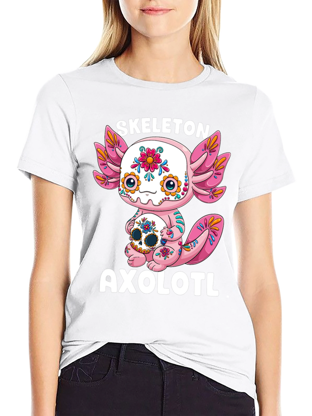 Skeleton Axolotl T-Shirt - Day of the Dead