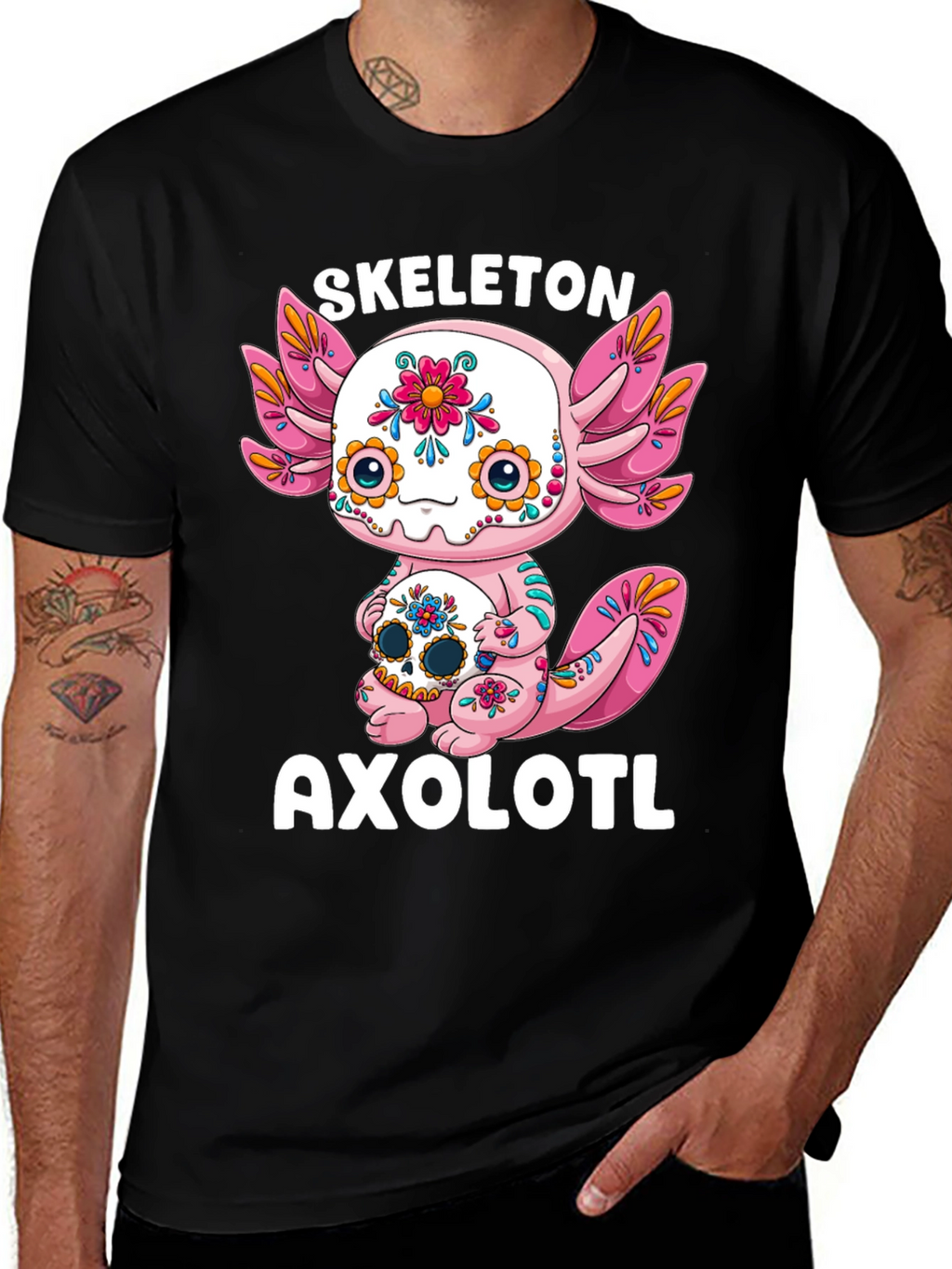 Skeleton Axolotl T-Shirt - Day of the Dead