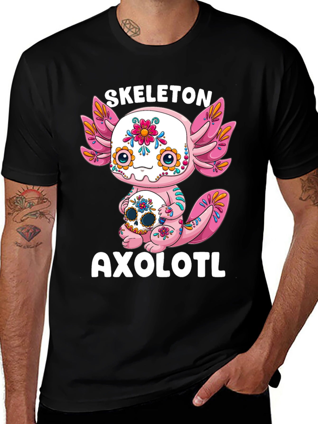 Skeleton Axolotl T-Shirt - Day of the Dead