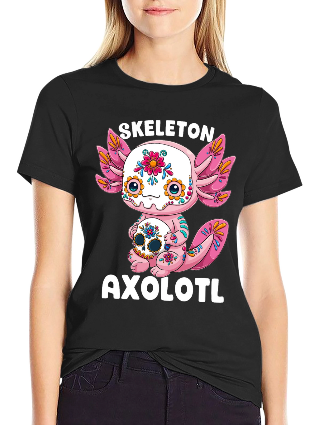 Skeleton Axolotl T-Shirt - Day of the Dead