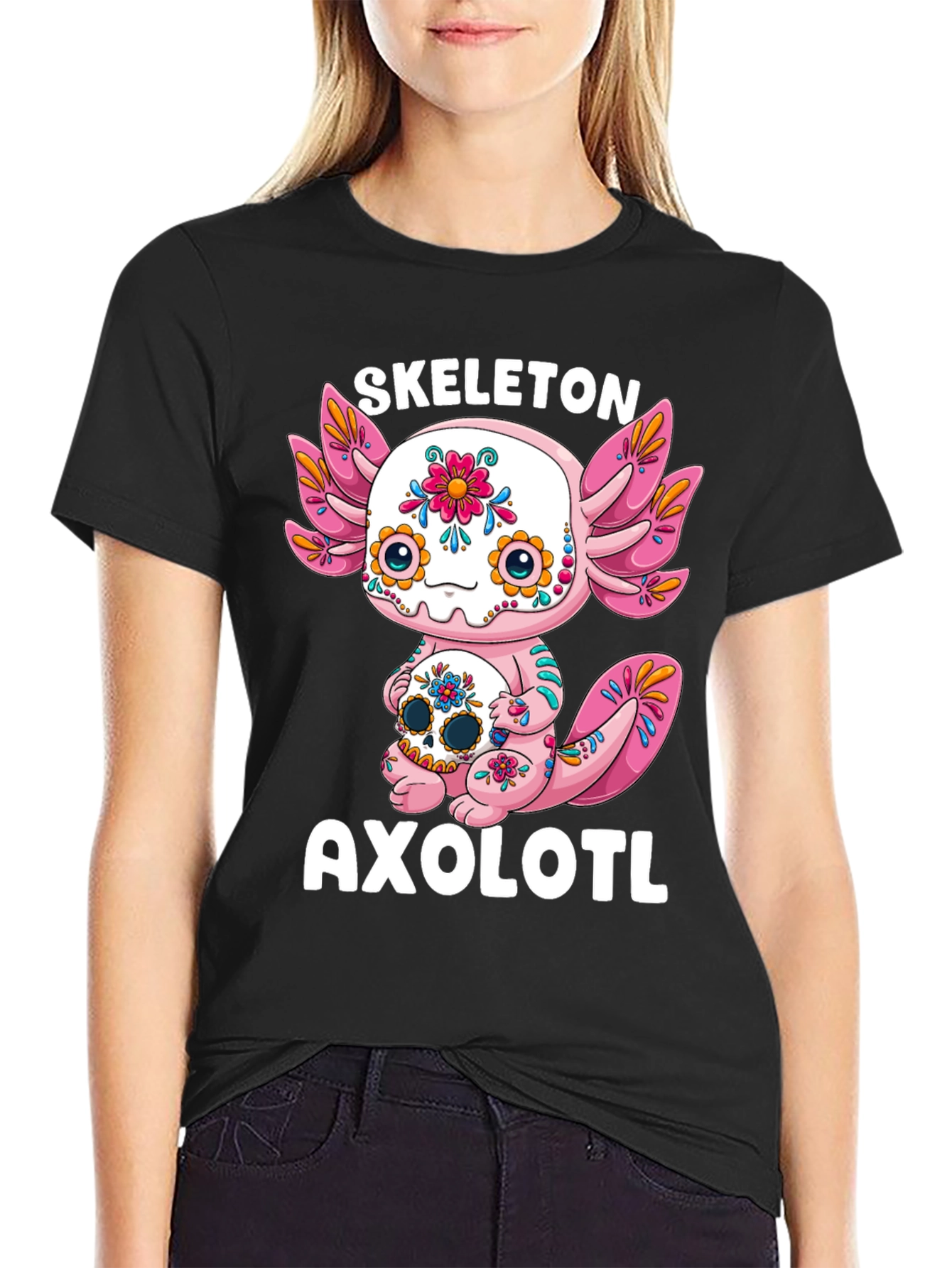 Skeleton Axolotl T-Shirt - Day of the Dead