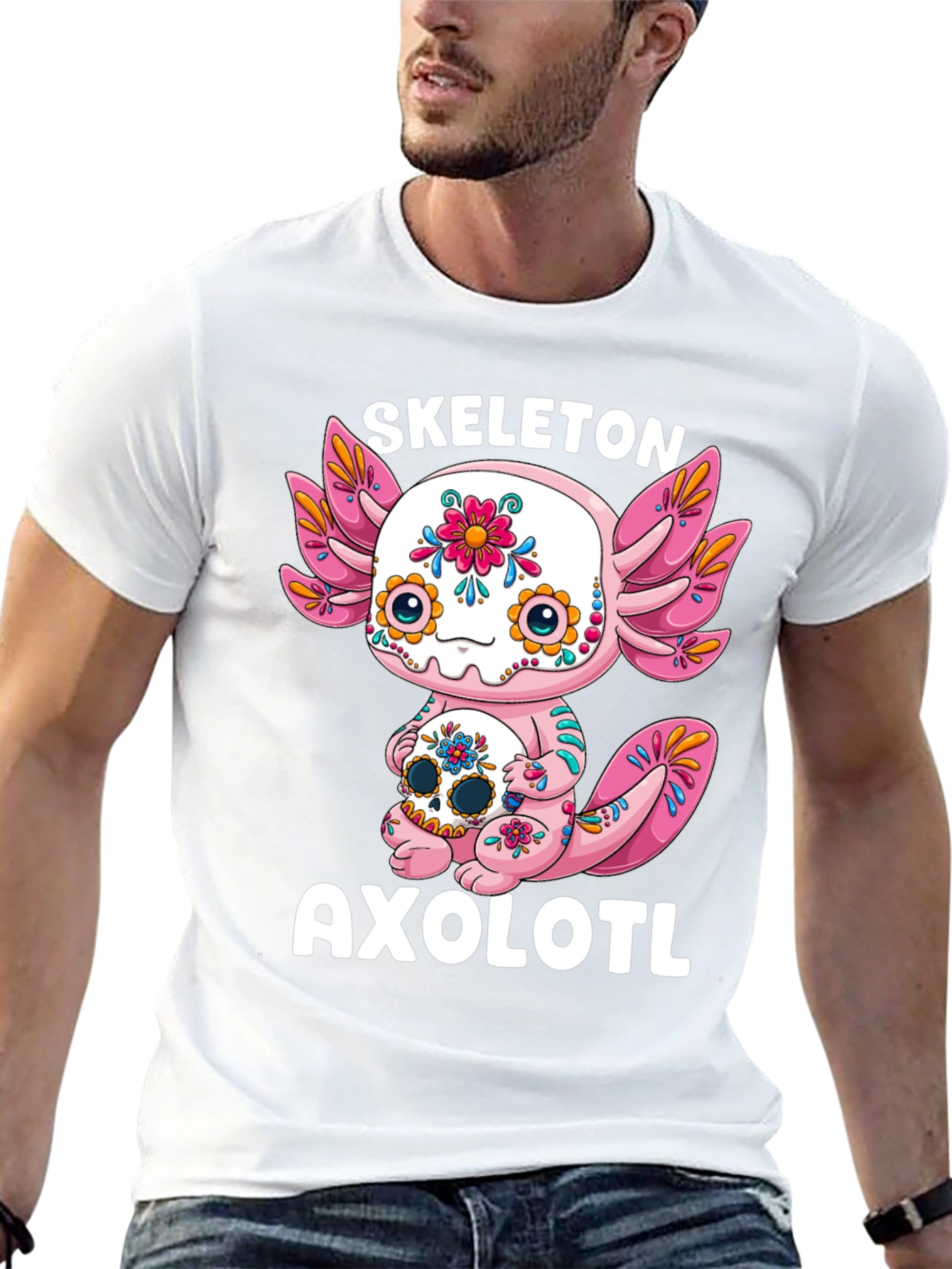 Skeleton Axolotl T-Shirt - Day of the Dead