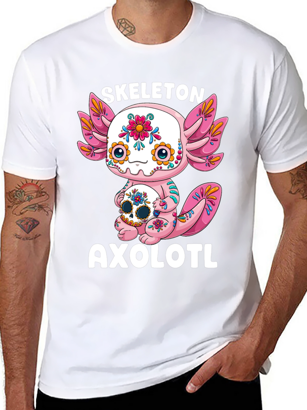 Skeleton Axolotl T-Shirt - Day of the Dead
