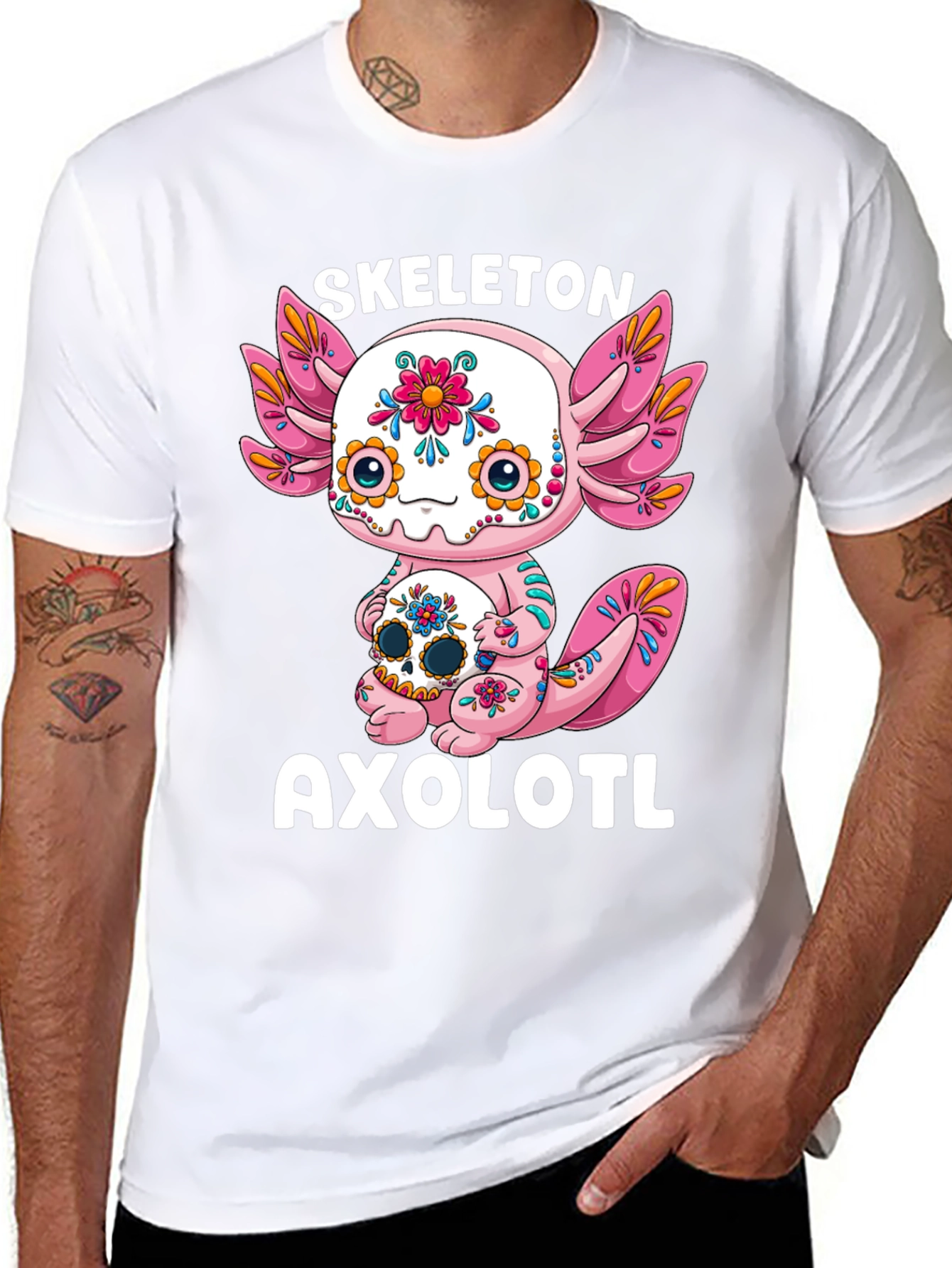 Skeleton Axolotl T-Shirt - Day of the Dead