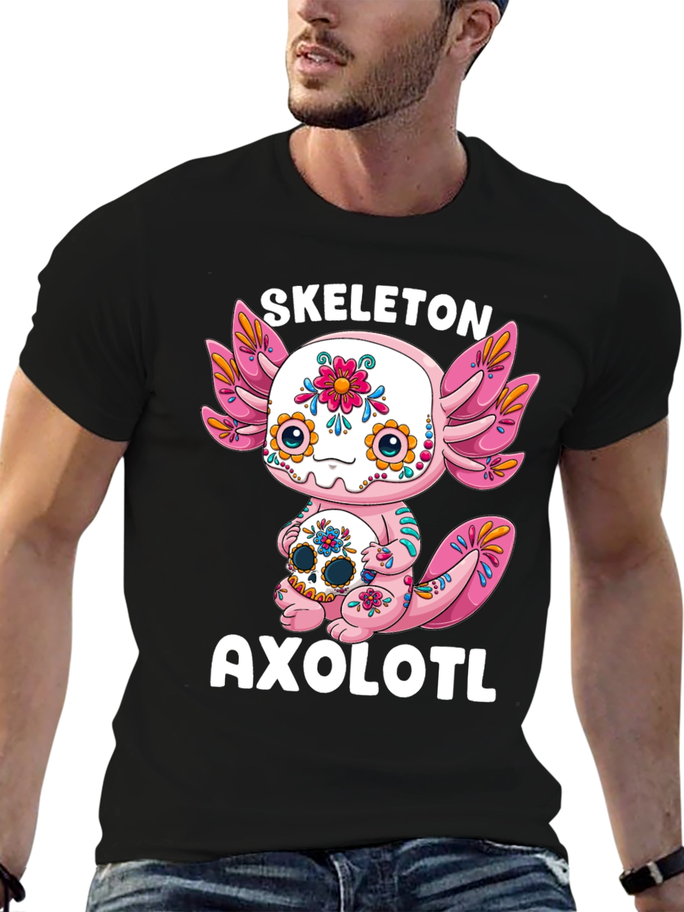 Skeleton Axolotl T-Shirt - Day of the Dead