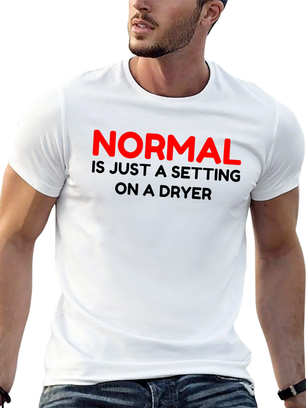 Normal Dryer Setting Mens Black T-Shirt