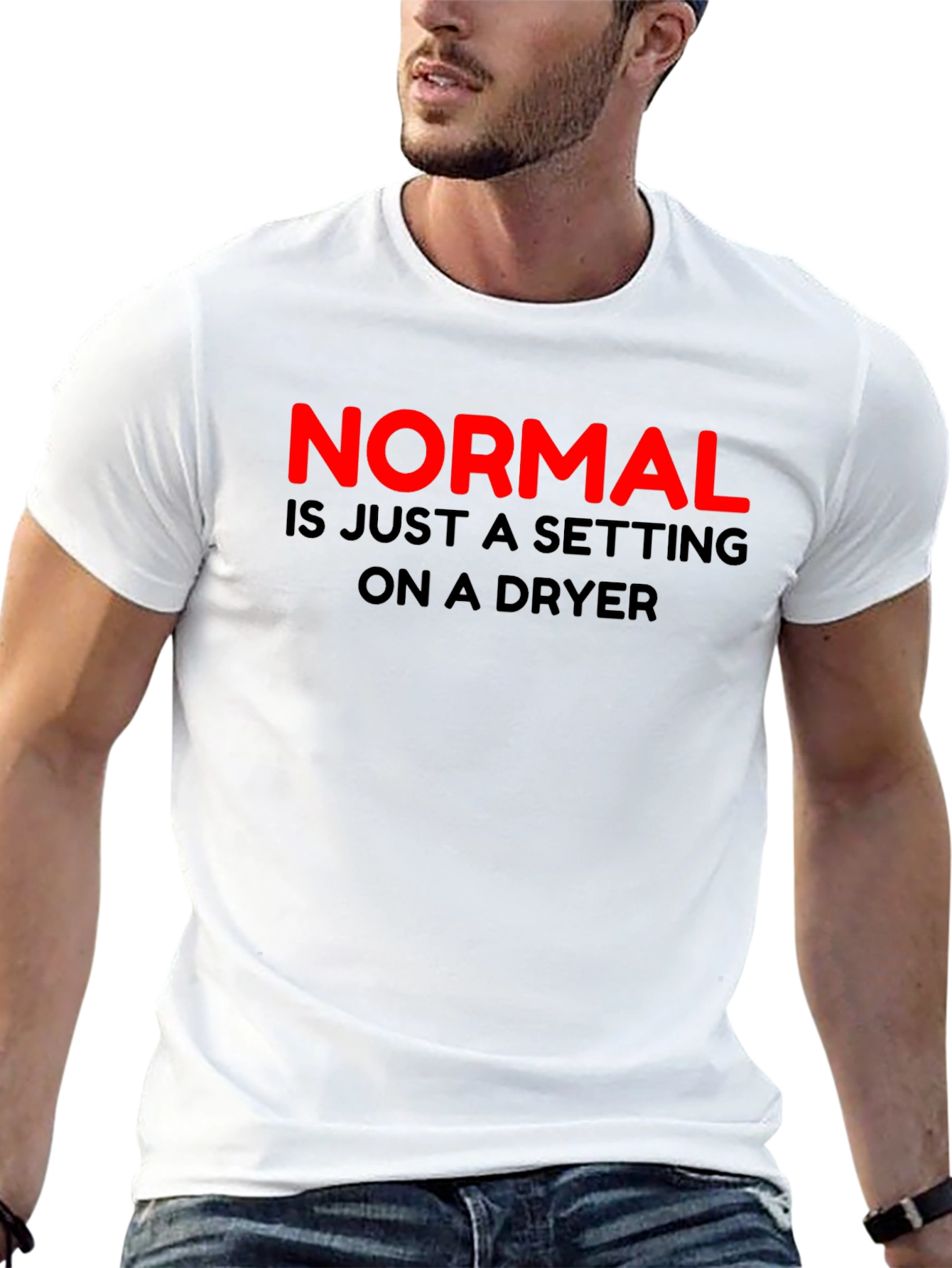 Normal Dryer Setting Mens Black T-Shirt