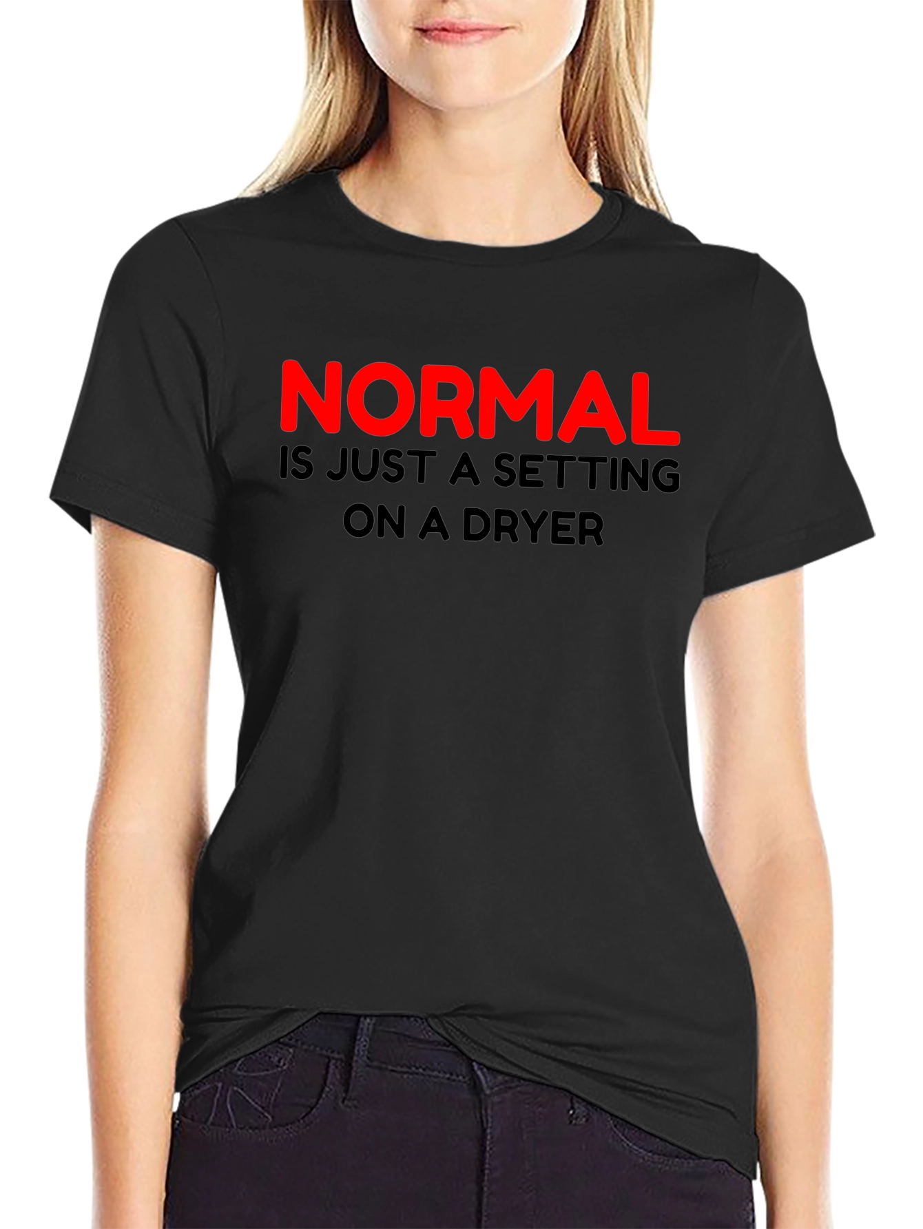 Normal Dryer Setting Mens Black T-Shirt