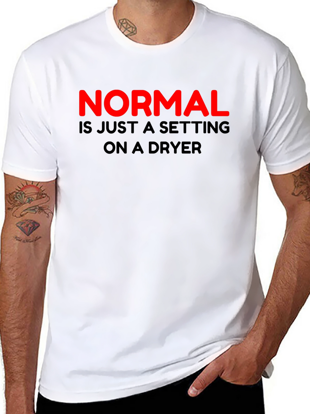 Normal Dryer Setting Mens Black T-Shirt