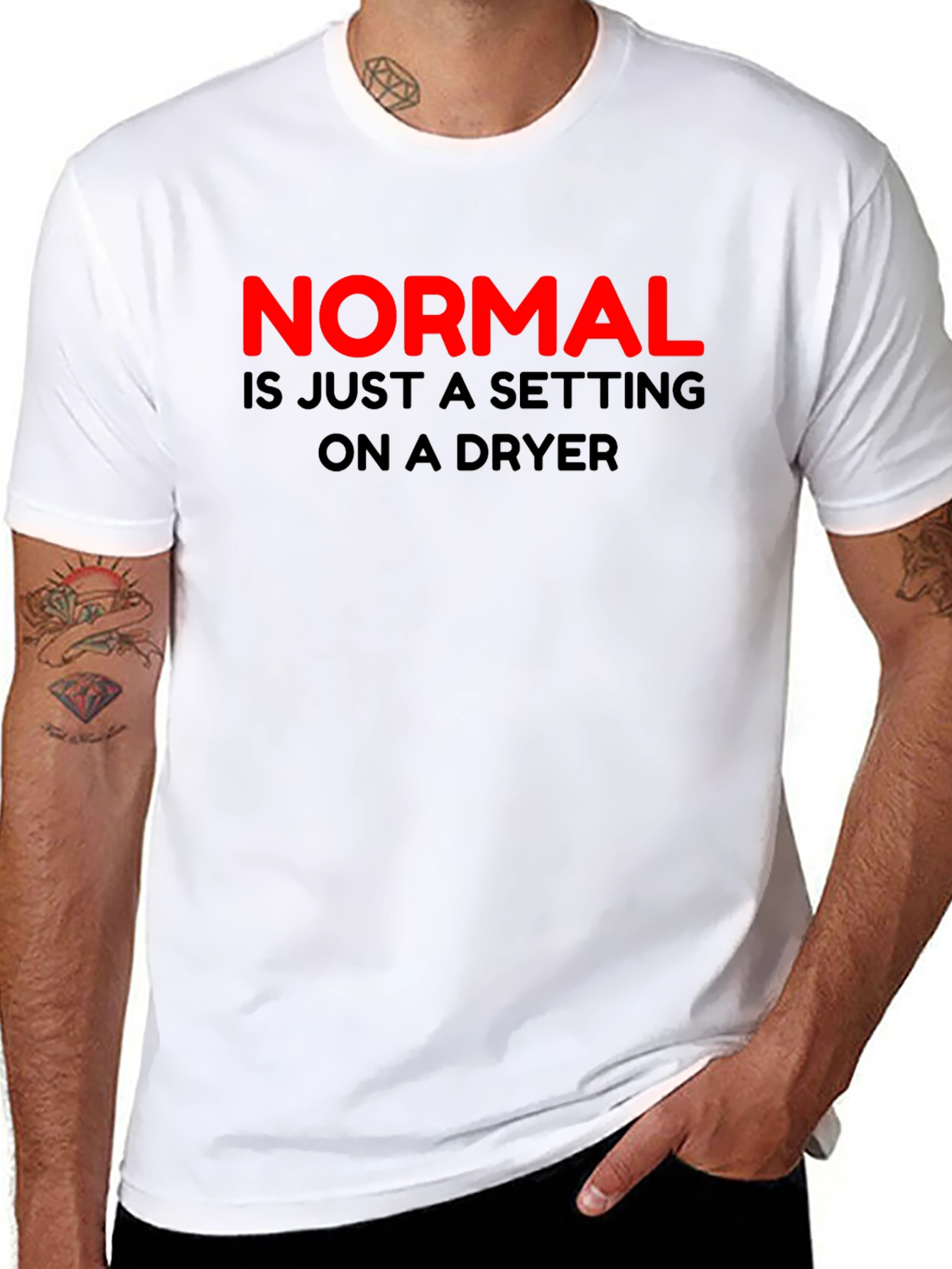 Normal Dryer Setting Mens Black T-Shirt