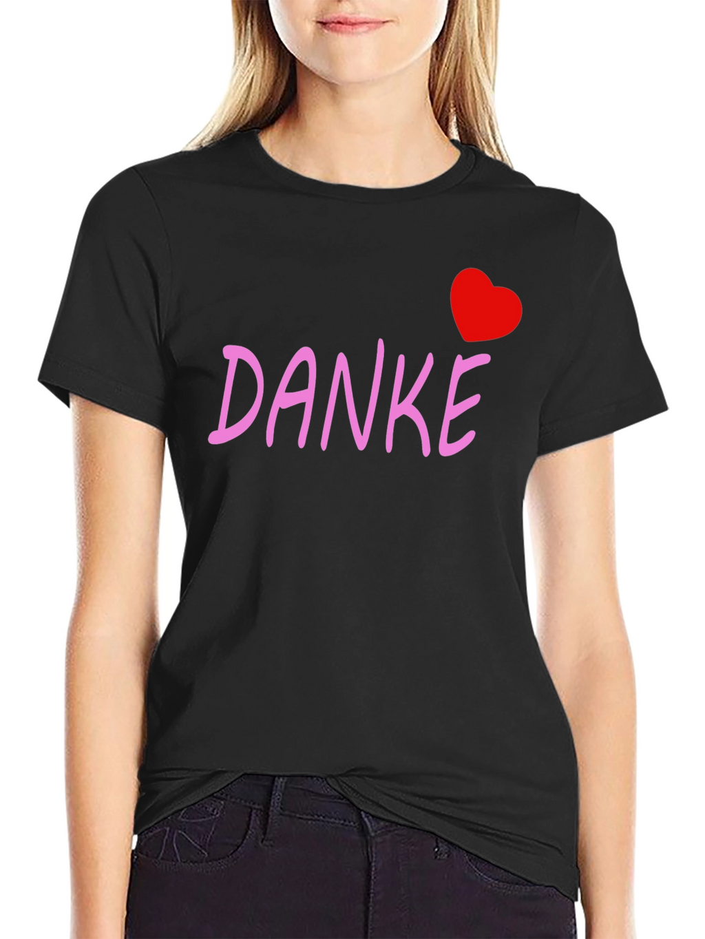 Danke Heart Tee - Black Cotton Blend