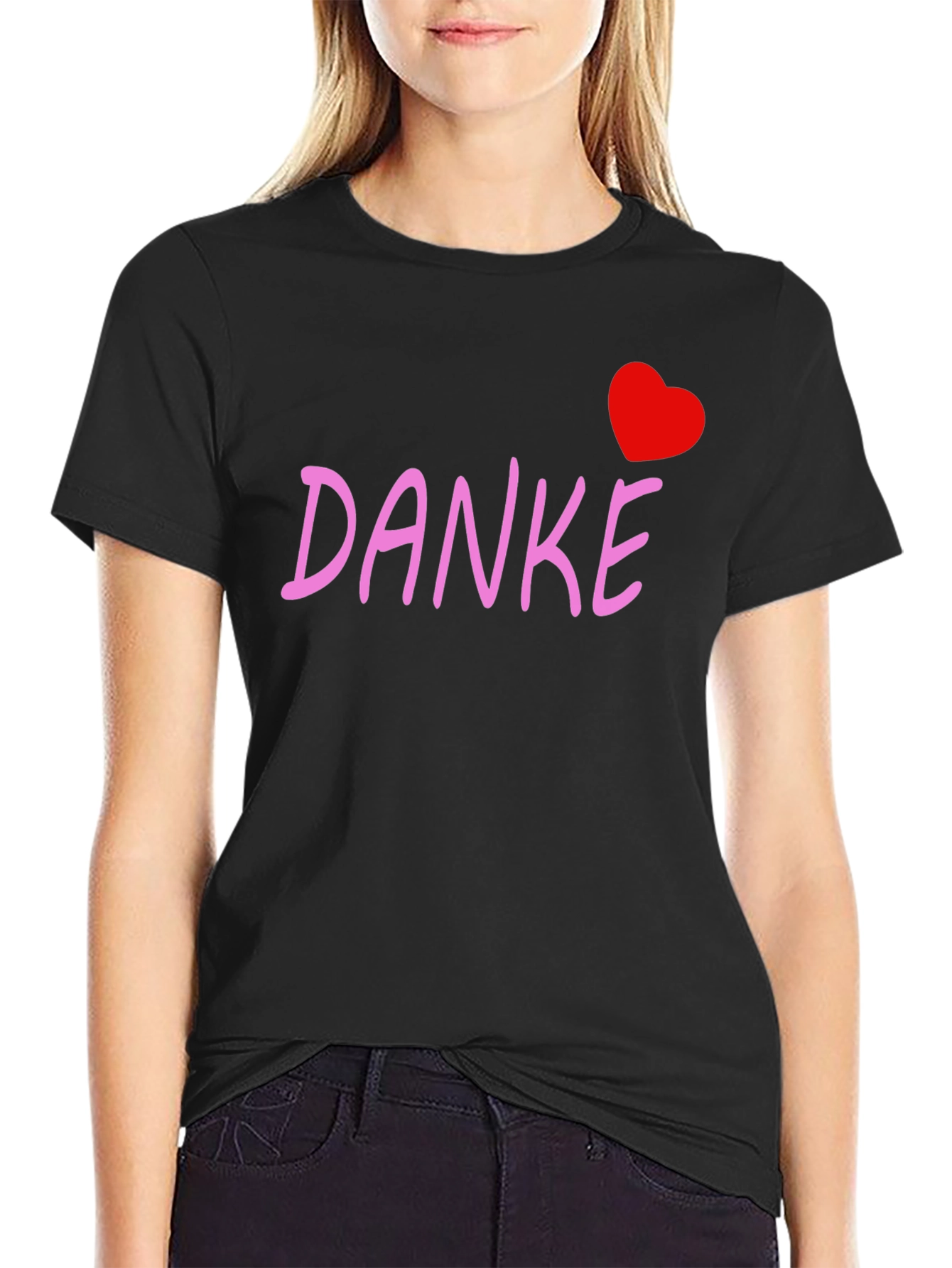 Danke Heart Tee - Black Cotton Blend