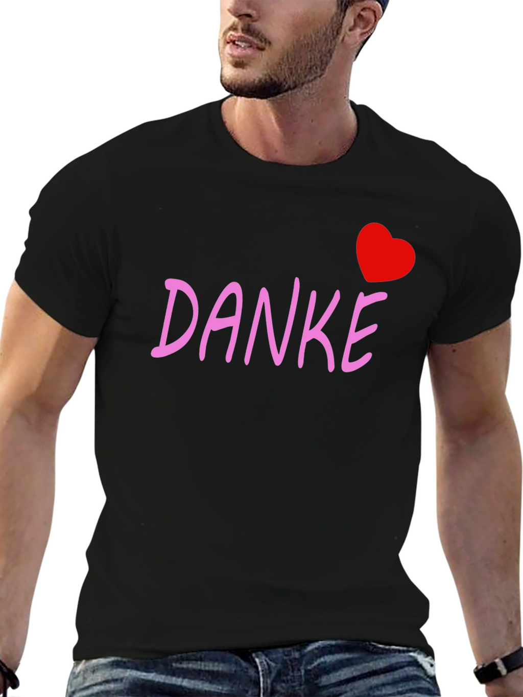 Danke Heart Tee - Black Cotton Blend