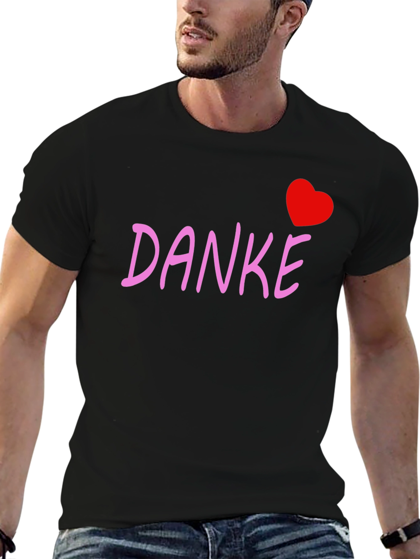 Danke Heart Tee - Black Cotton Blend