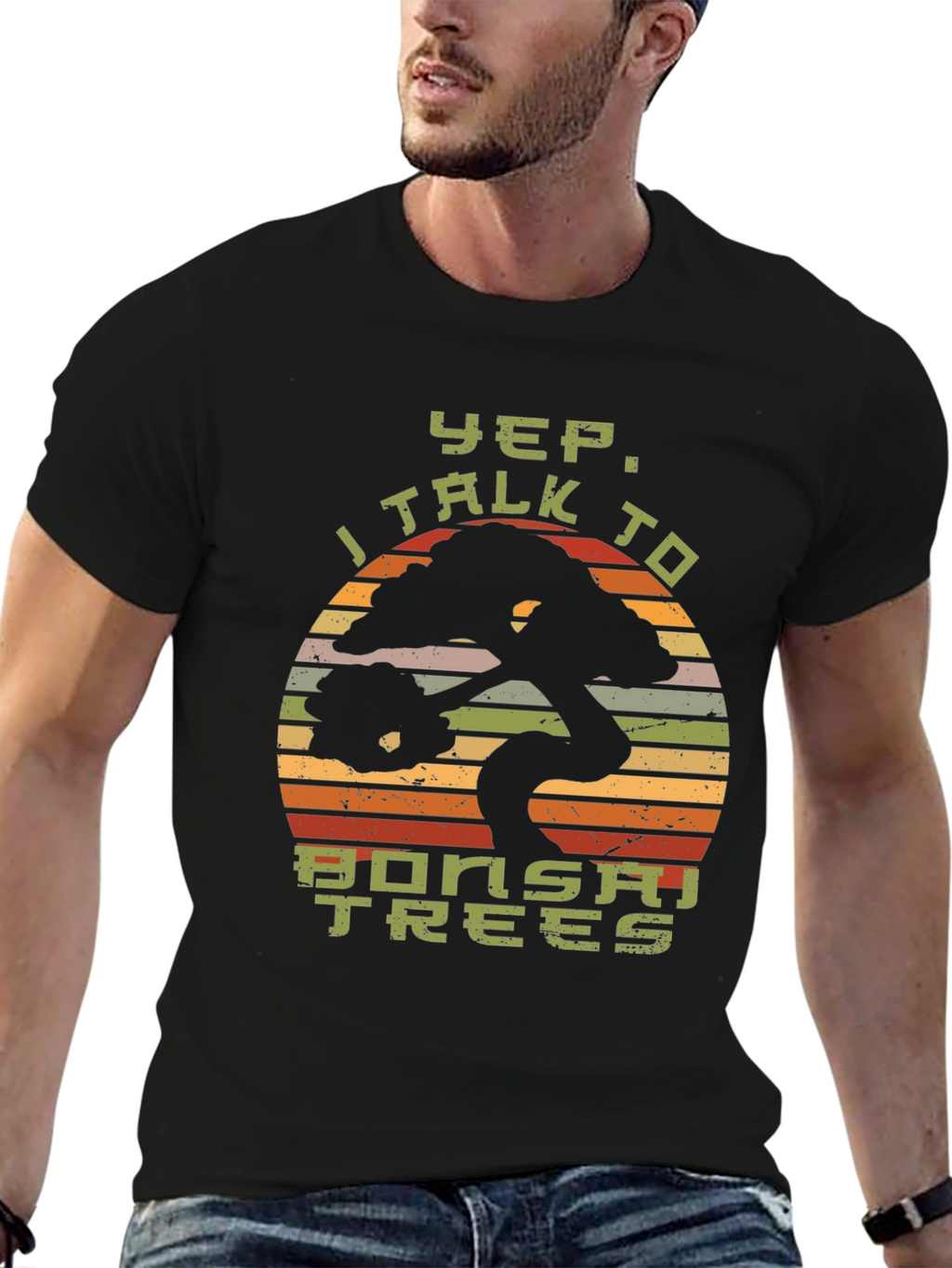 Yep I Talk to Bonsai Trees Black T-Shirt
