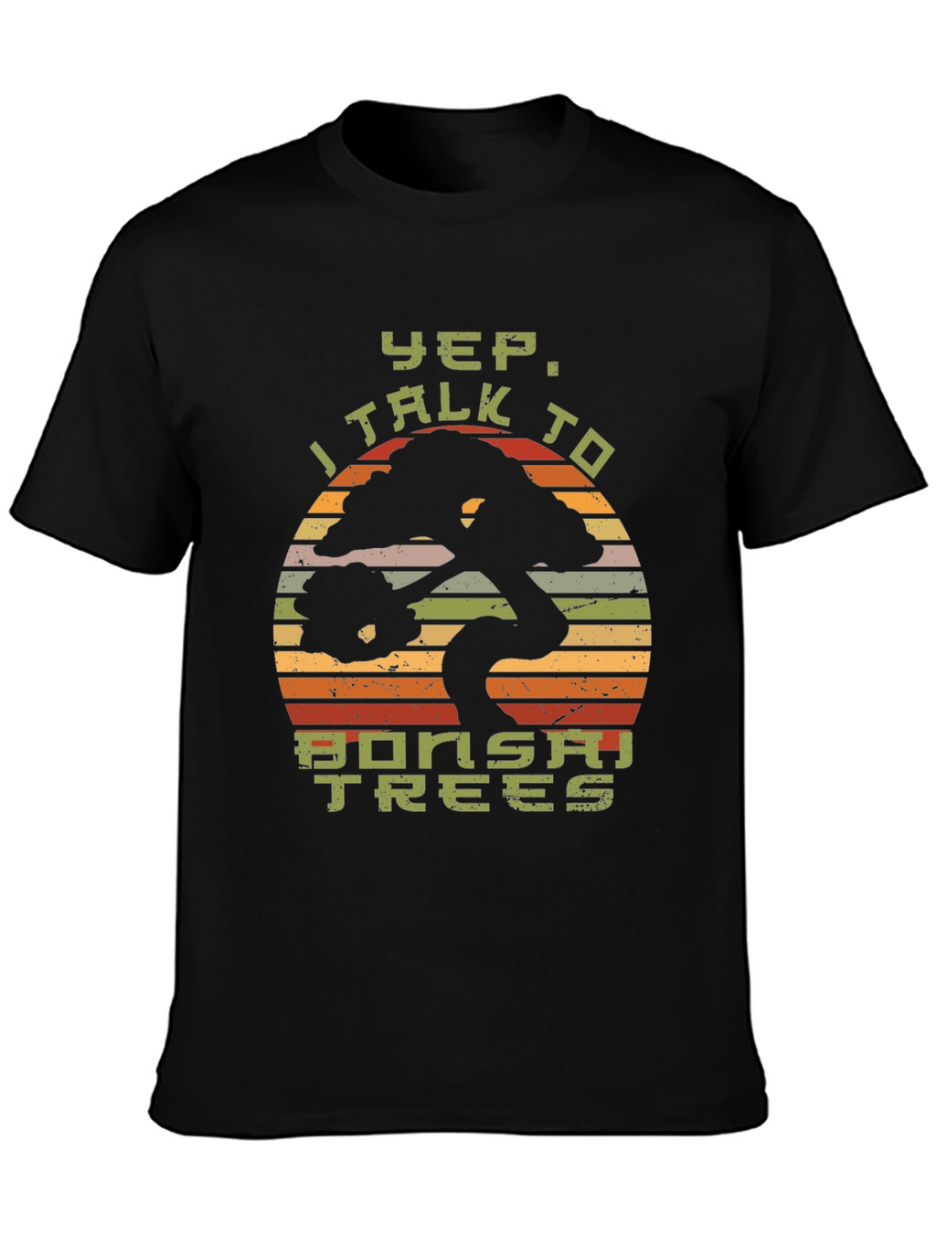 Yep I Talk to Bonsai Trees Black T-Shirt