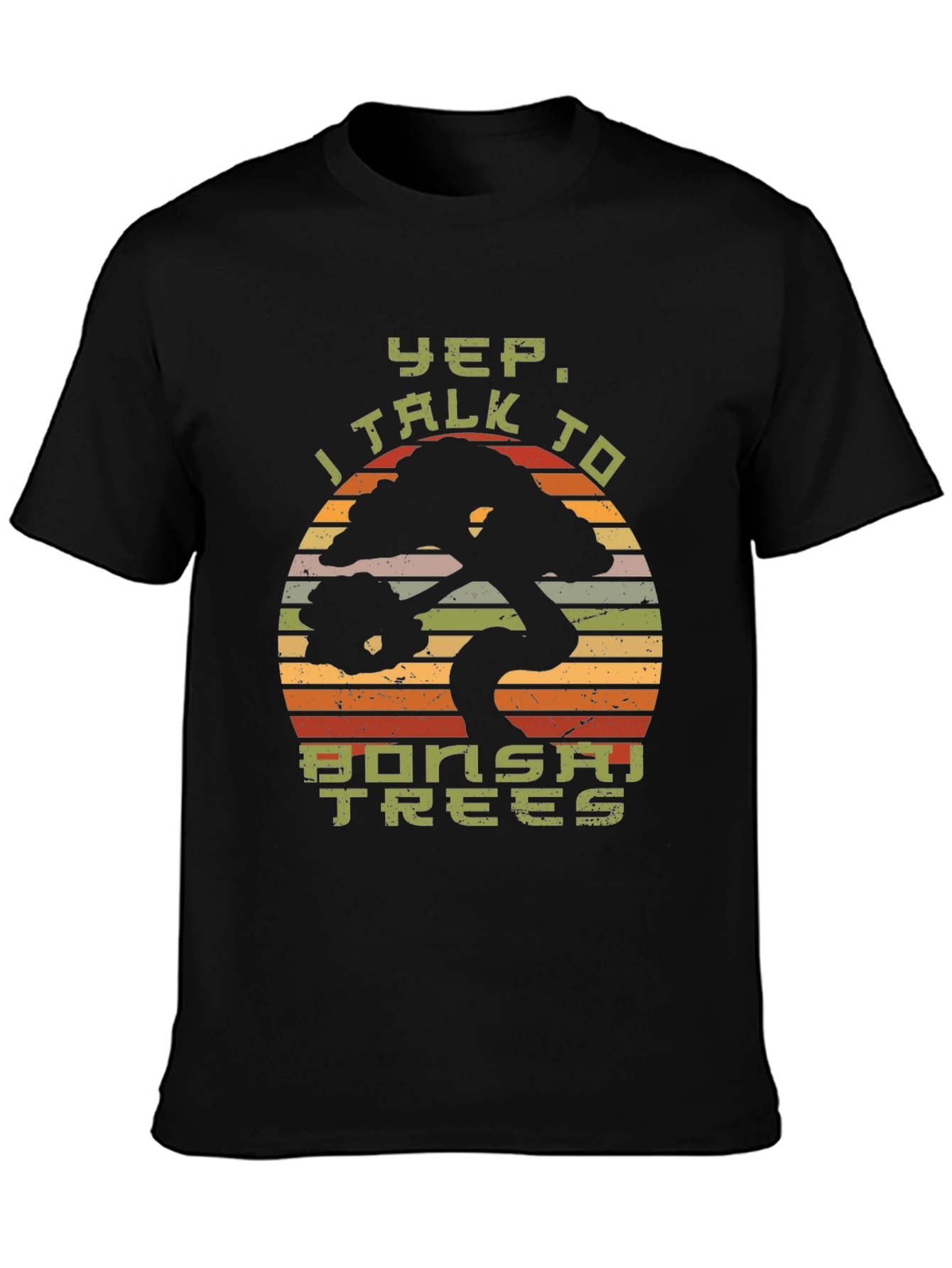 Yep I Talk to Bonsai Trees Black T-Shirt