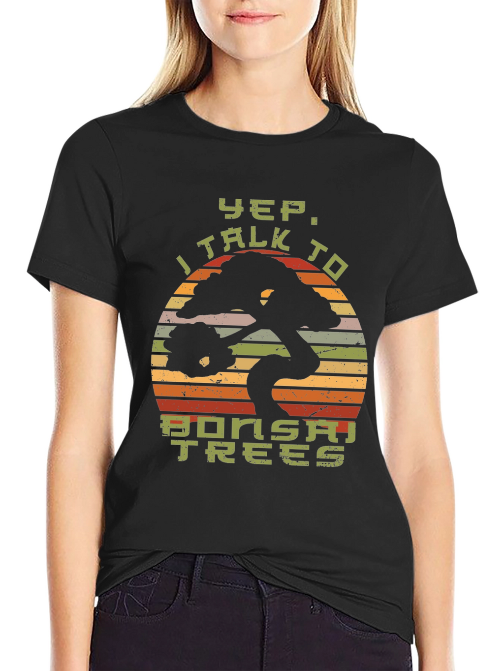 Yep I Talk to Bonsai Trees Black T-Shirt