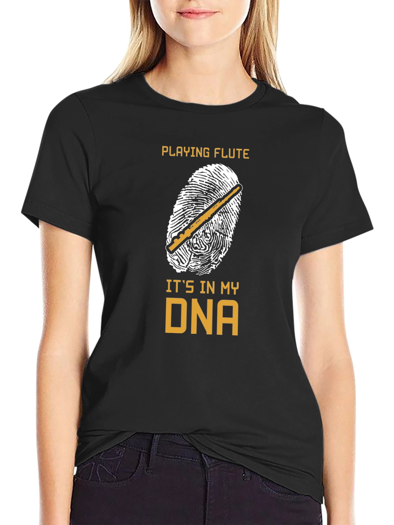 Playing Flute DNA T-Shirt Musician Gift