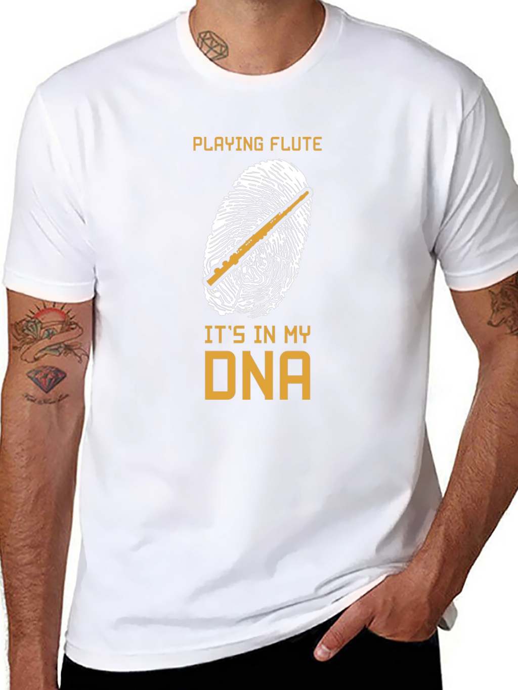 Playing Flute DNA T-Shirt Musician Gift
