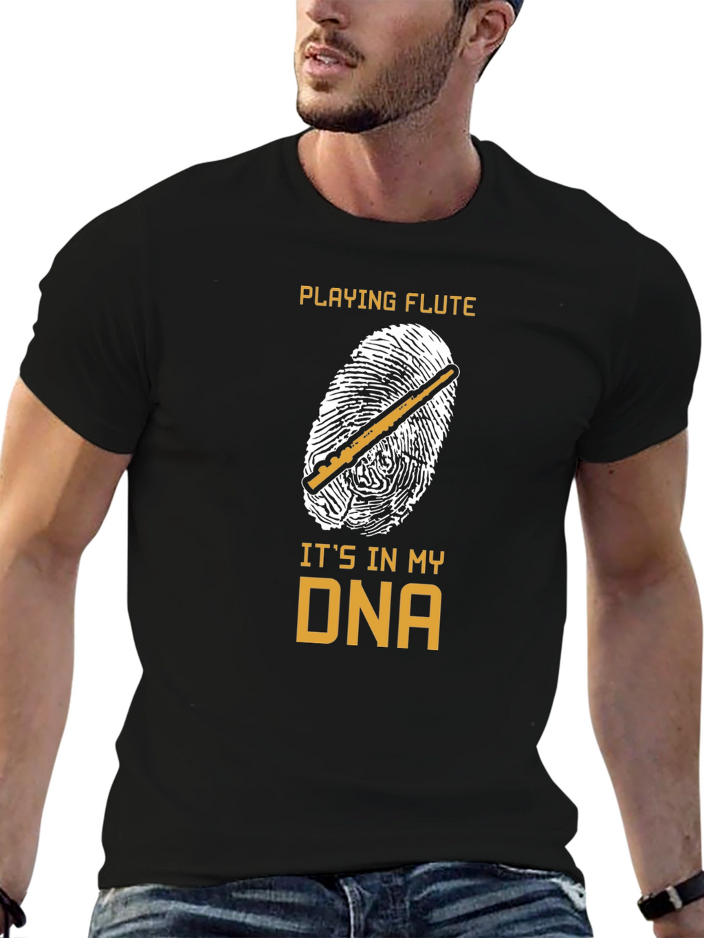 Playing Flute DNA T-Shirt Musician Gift