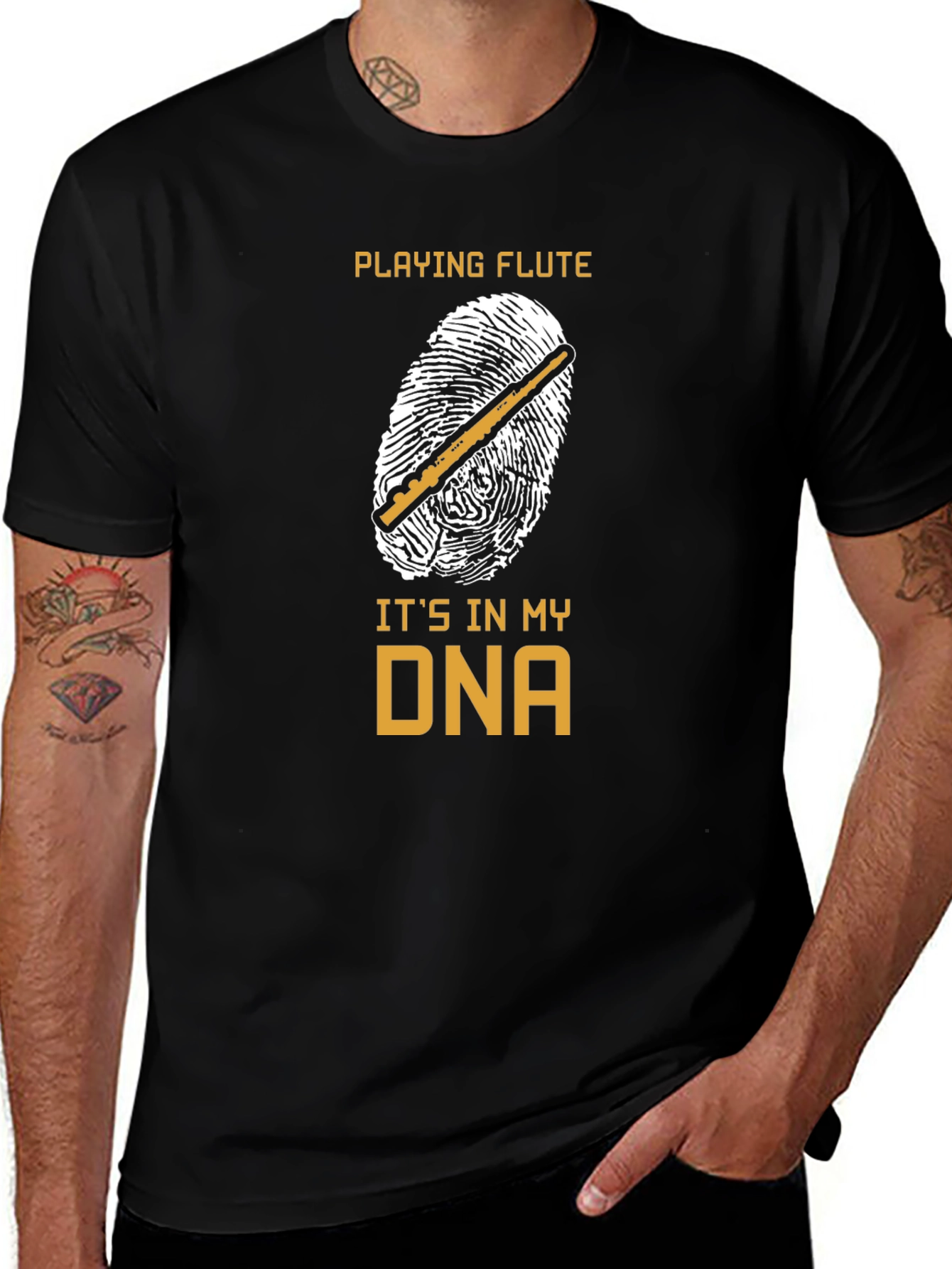 Playing Flute DNA T-Shirt Musician Gift