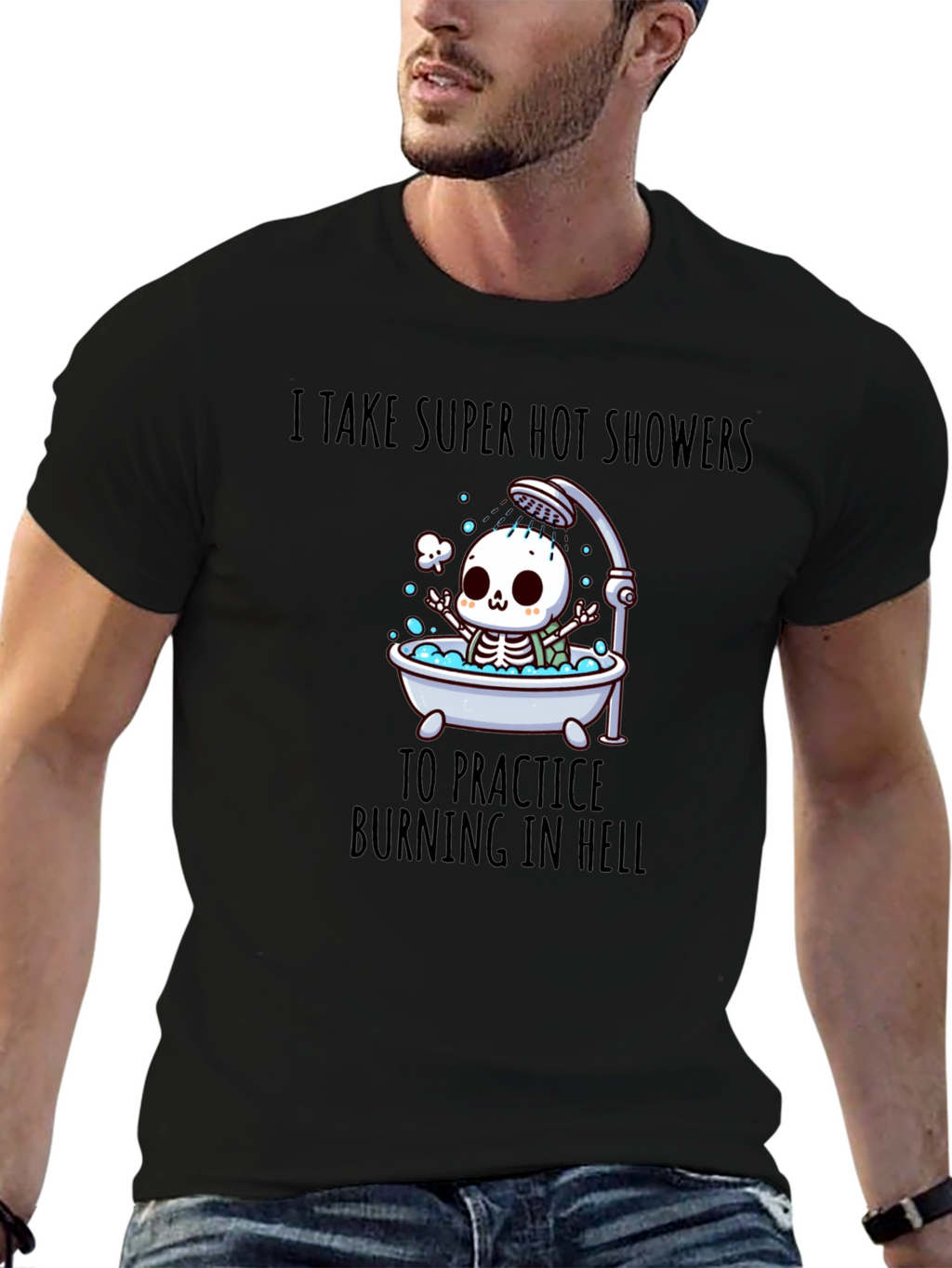 Funny Skeleton Hot Shower T-Shirt