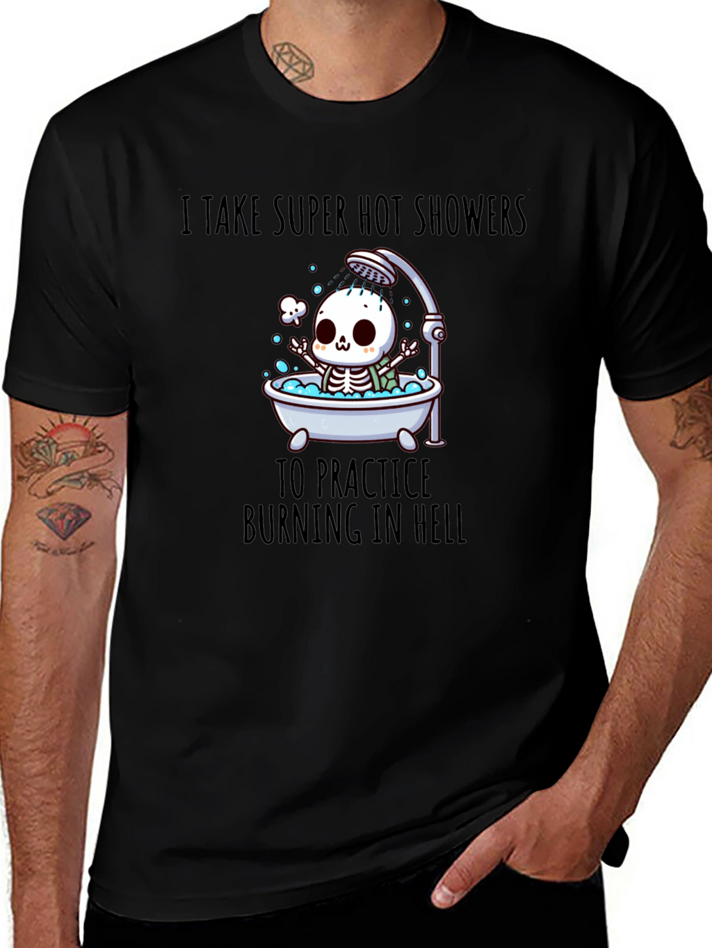 Funny Skeleton Hot Shower T-Shirt