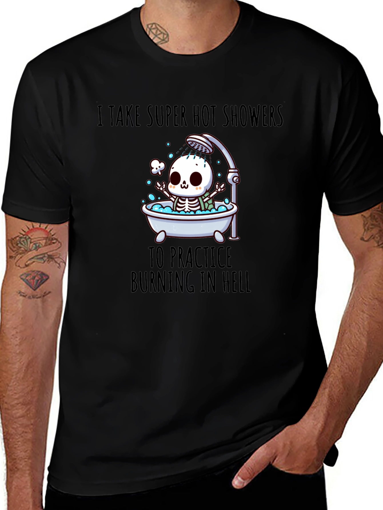 Funny Skeleton Hot Shower T-Shirt