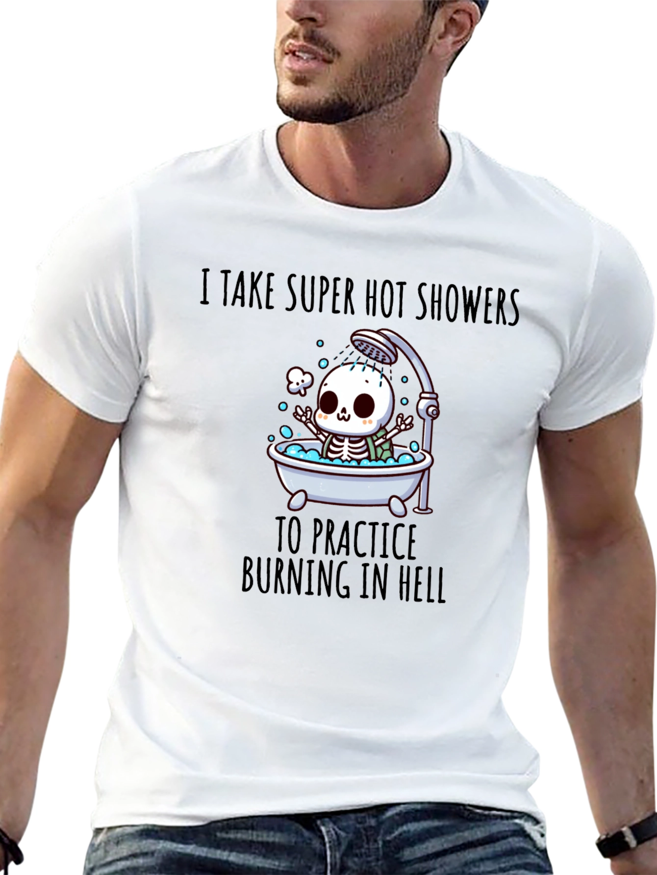 Funny Skeleton Hot Shower T-Shirt