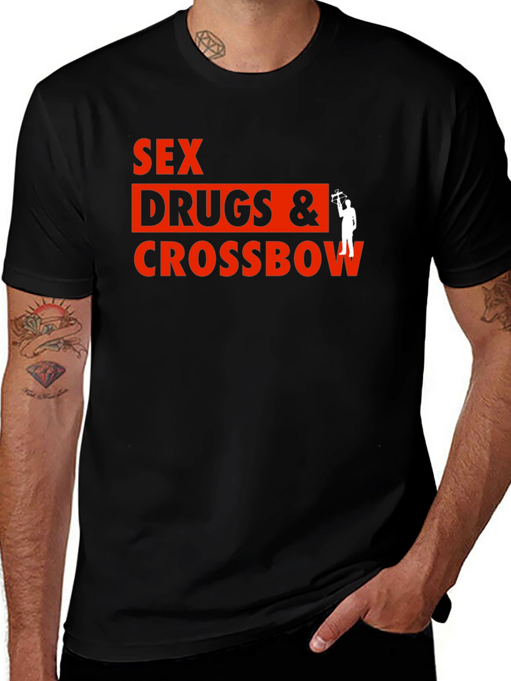 Sex Drugs & Crossbow Black Graphic T-Shirt