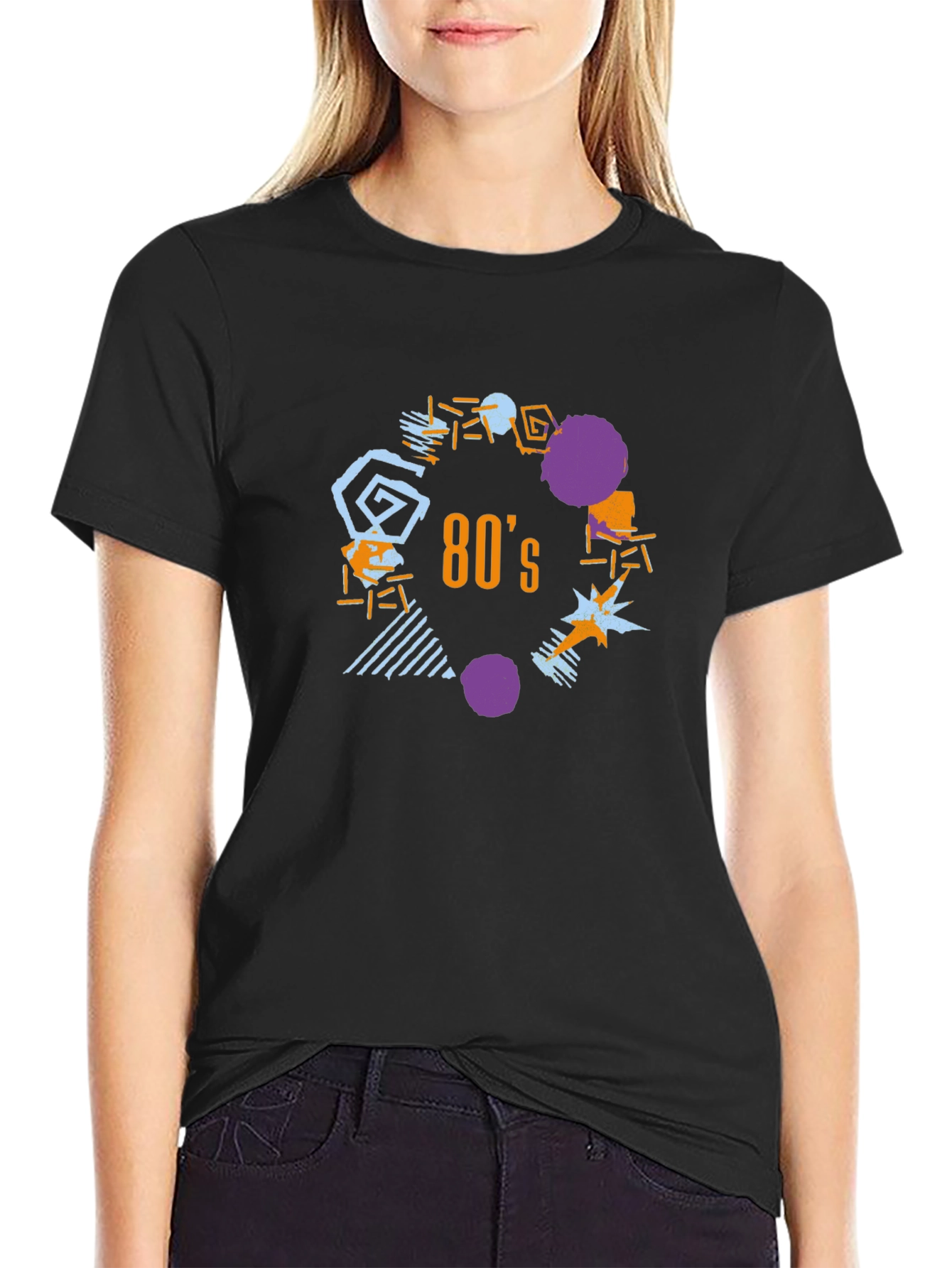Retro 80s Graphic T-Shirt - Black