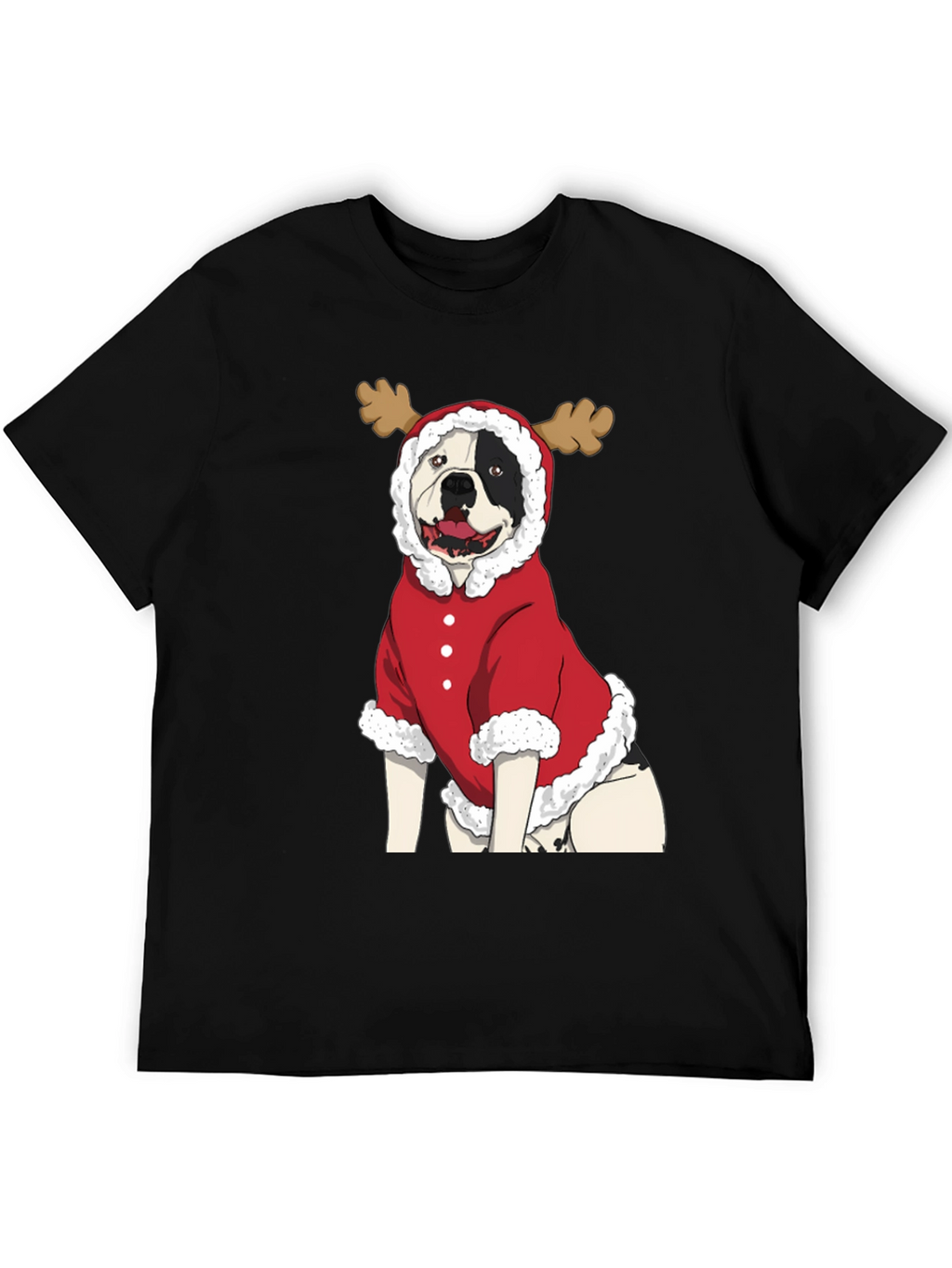 Funny Christmas Dog Reindeer Graphic T-Shirt