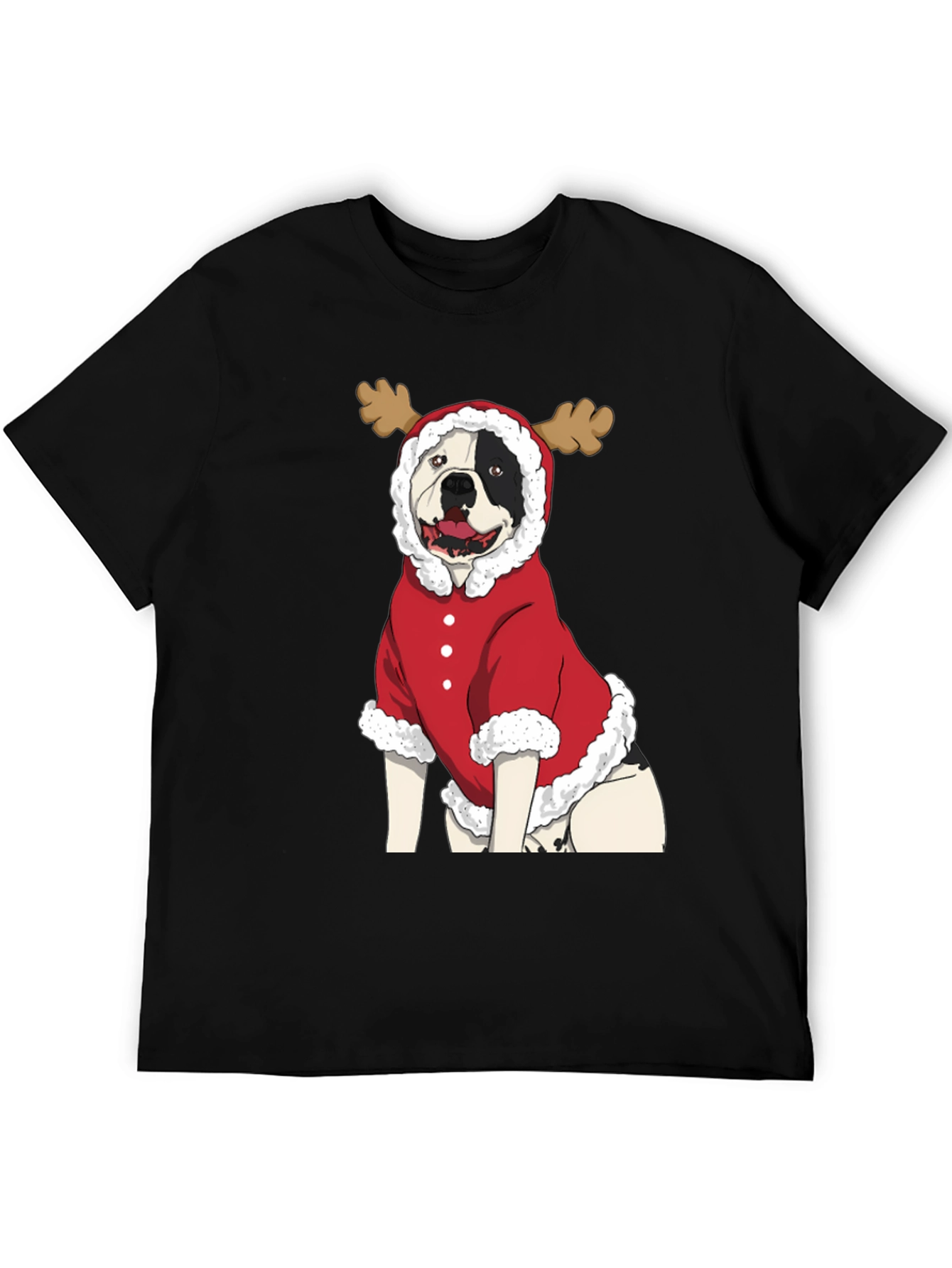 Funny Christmas Dog Reindeer Graphic T-Shirt
