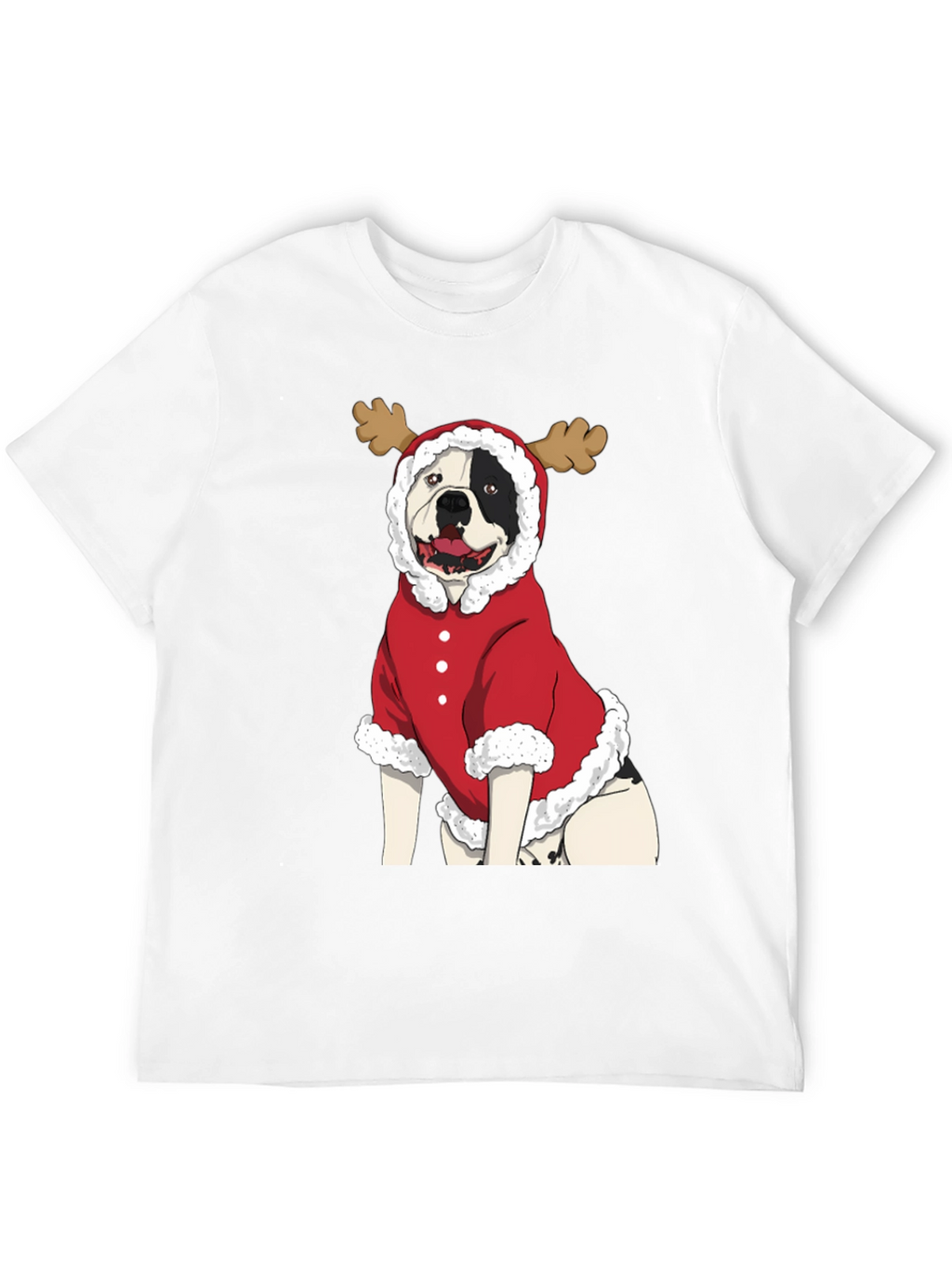 Funny Christmas Dog Reindeer Graphic T-Shirt