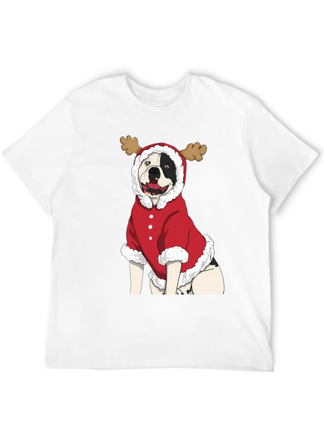 Funny Christmas Dog Reindeer Graphic T-Shirt