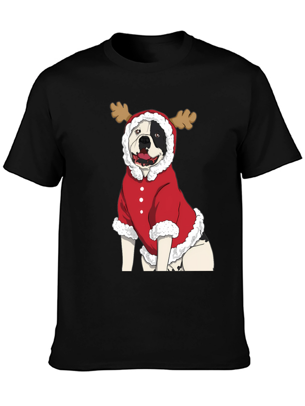 Funny Christmas Dog Reindeer Graphic T-Shirt