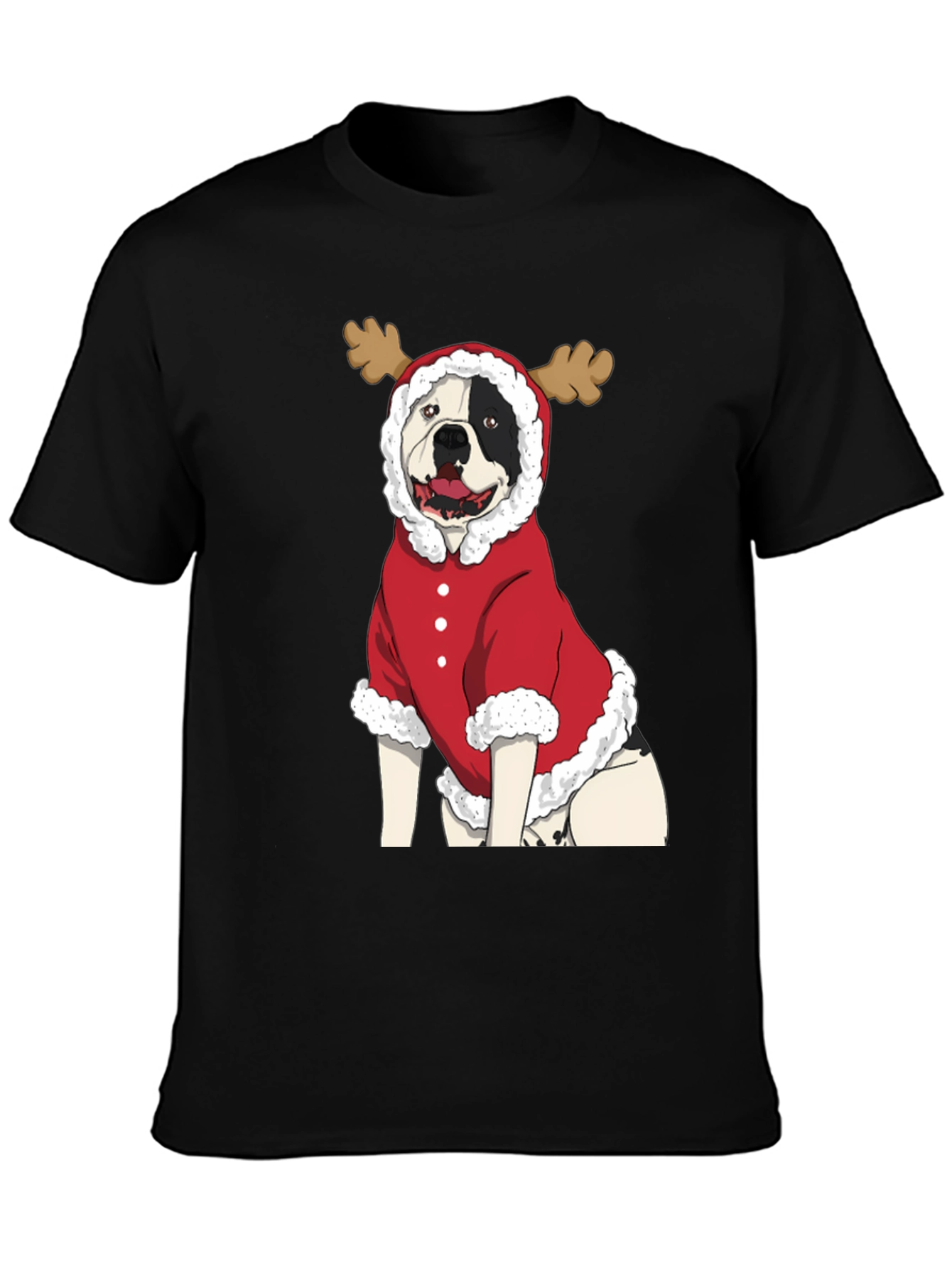 Funny Christmas Dog Reindeer Graphic T-Shirt