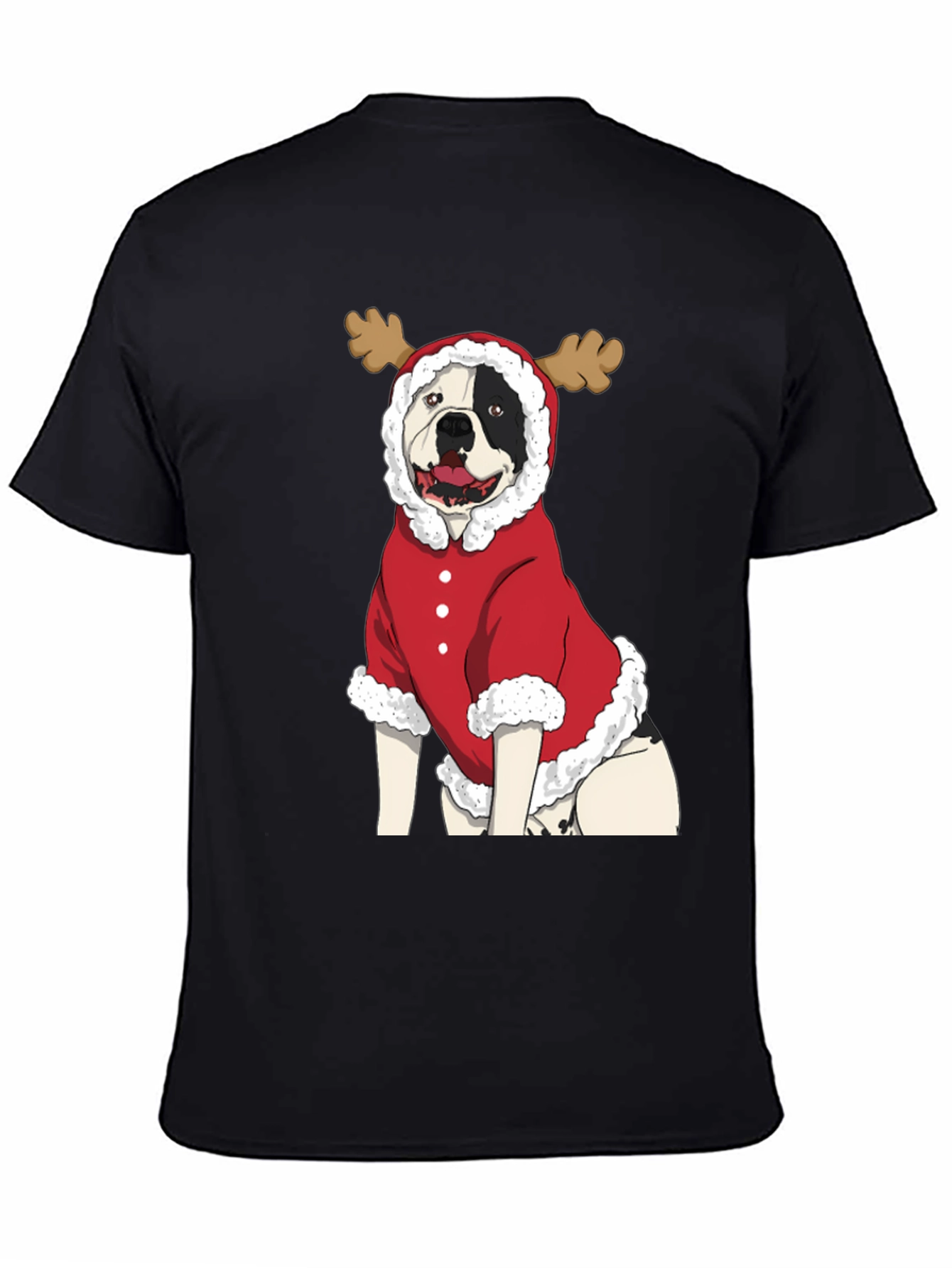 Funny Christmas Dog Reindeer Graphic T-Shirt