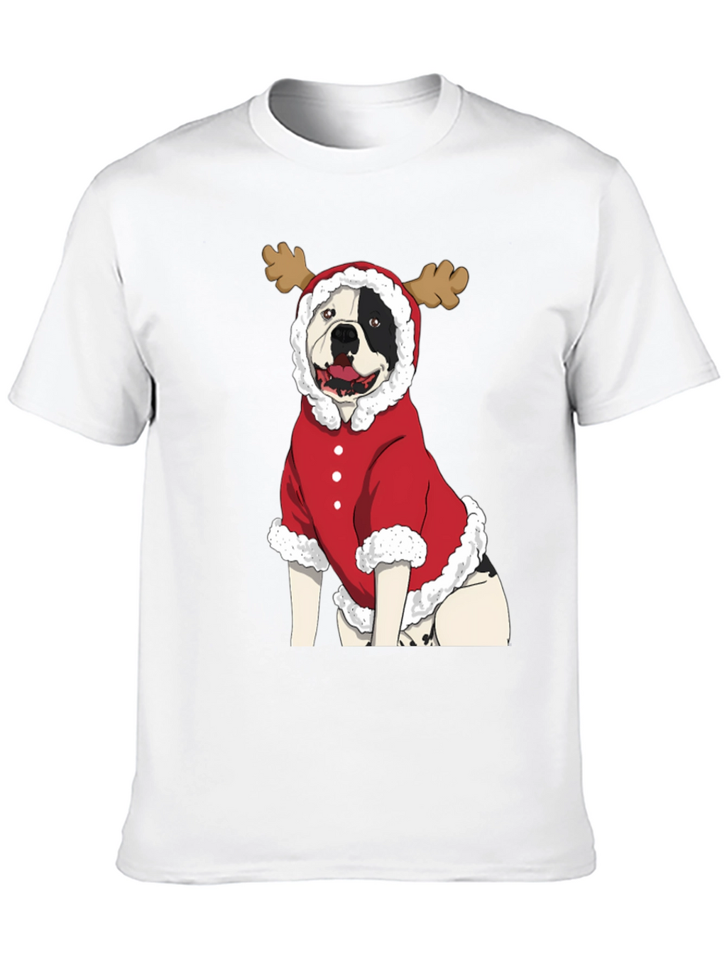 Funny Christmas Dog Reindeer Graphic T-Shirt