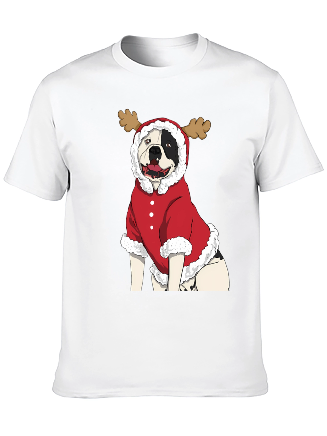 Funny Christmas Dog Reindeer Graphic T-Shirt