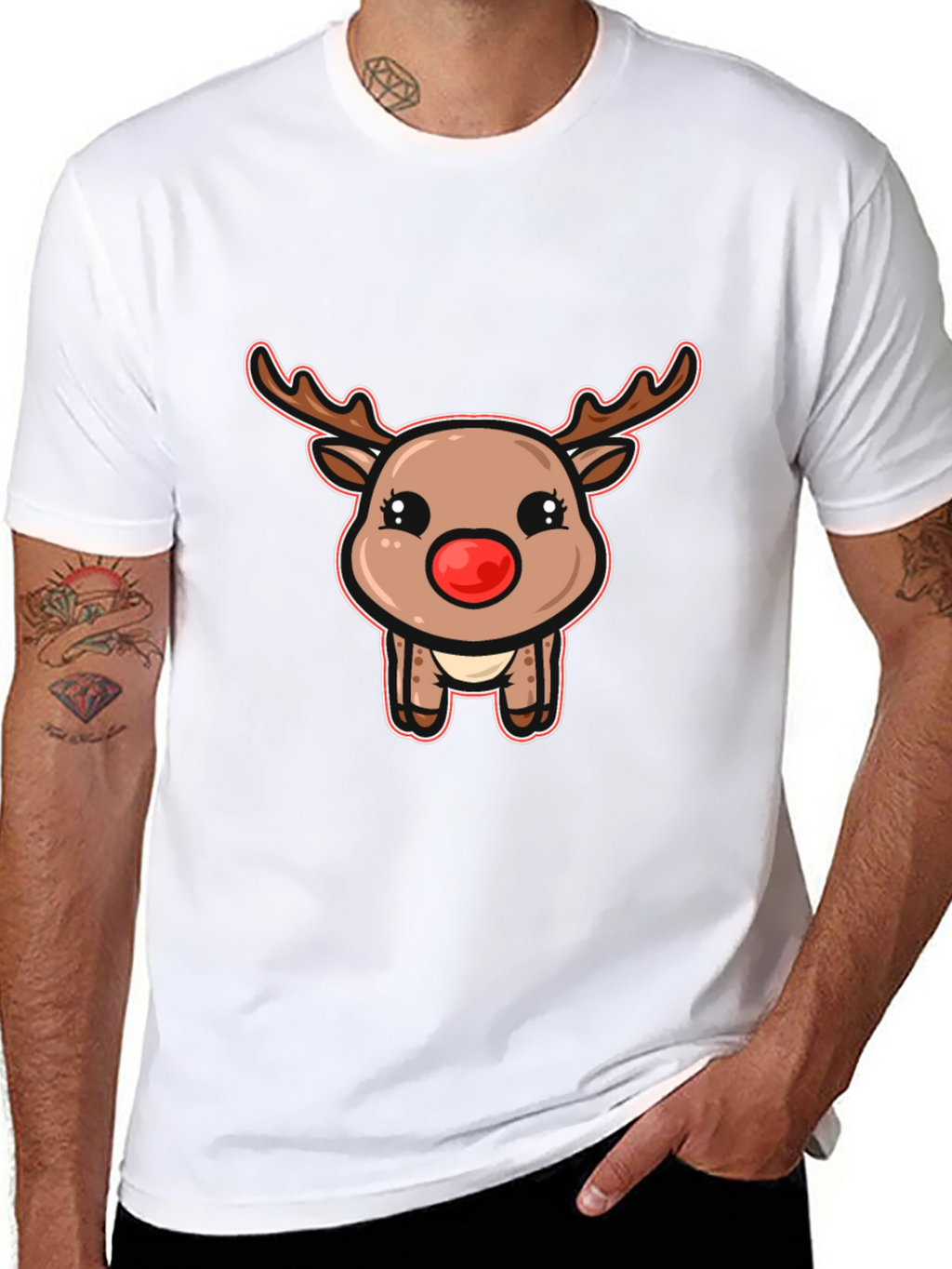 Cute Reindeer Graphic T-Shirt - Festive Holiday Style