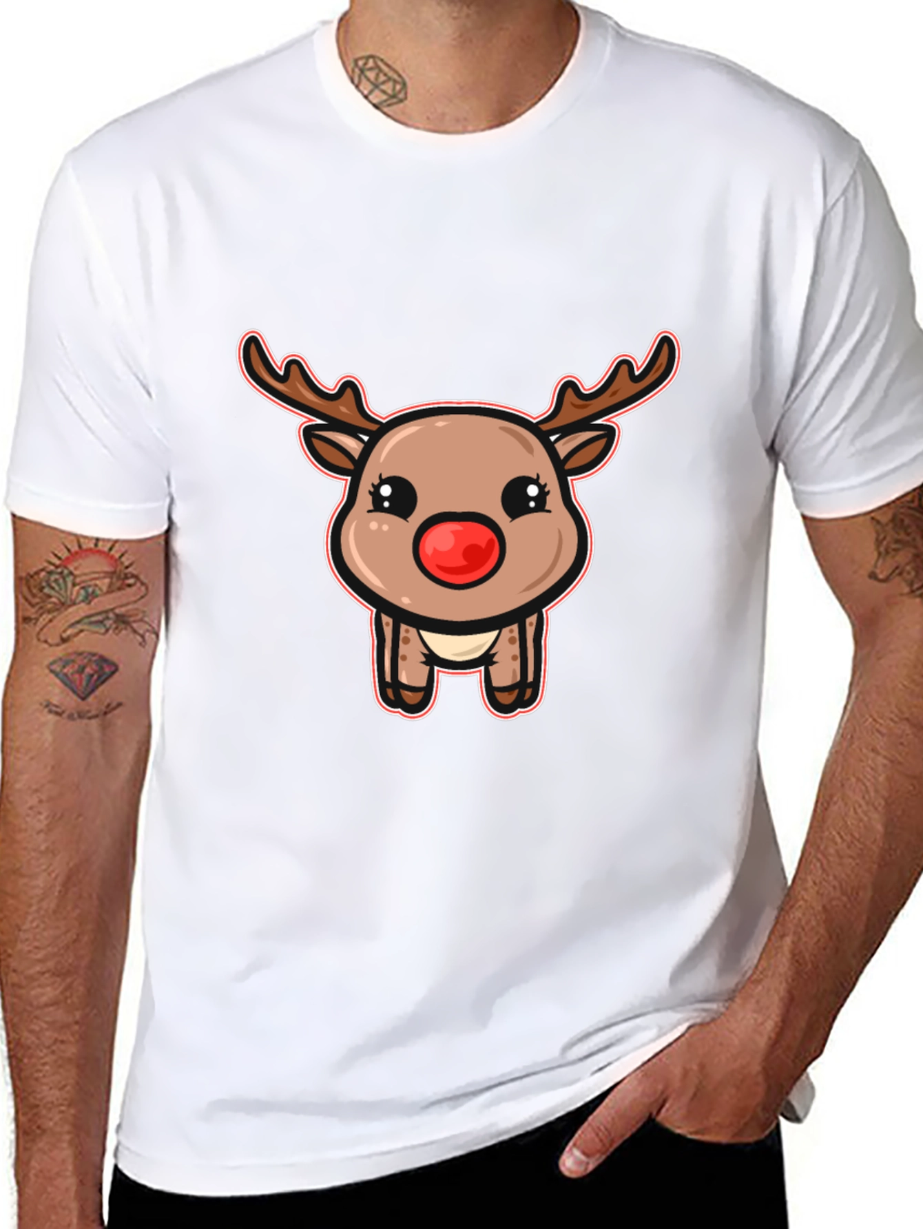 Cute Reindeer Graphic T-Shirt - Festive Holiday Style