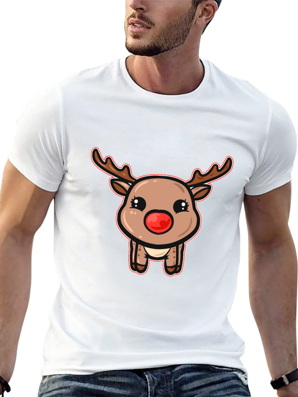 Cute Reindeer Graphic T-Shirt - Festive Holiday Style